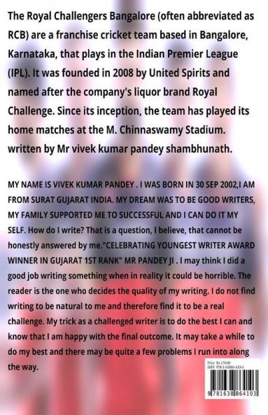 The Captain Of Rcb : Royal Challengers Bangalore