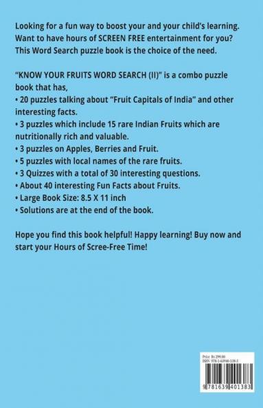 Know Your Fruits Word Search(Ii): Combo Word Search Puzzle Book - A Puzzle Book With Fun Facts About Indian Fruits & Fruit Capitals Of India: Combo ... Indian Fruits And Fruit Capitals Of India
