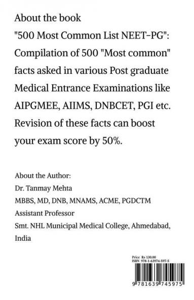 500 Most Common List Neet-Pg