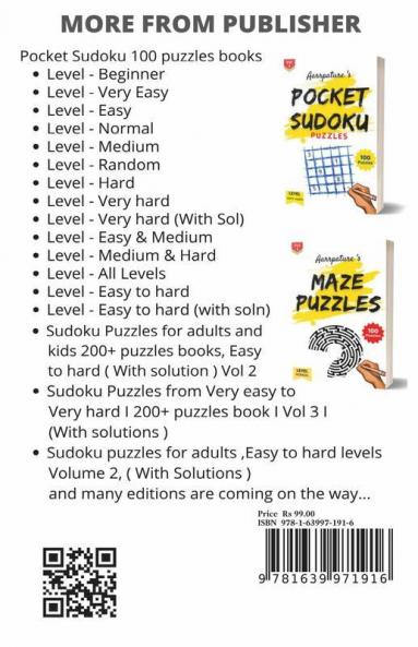 Pocket Sudoku Puzzles For Beginners: 100 Easy Sudoku Puzzles For Beginners - Adults And Kids Game Book