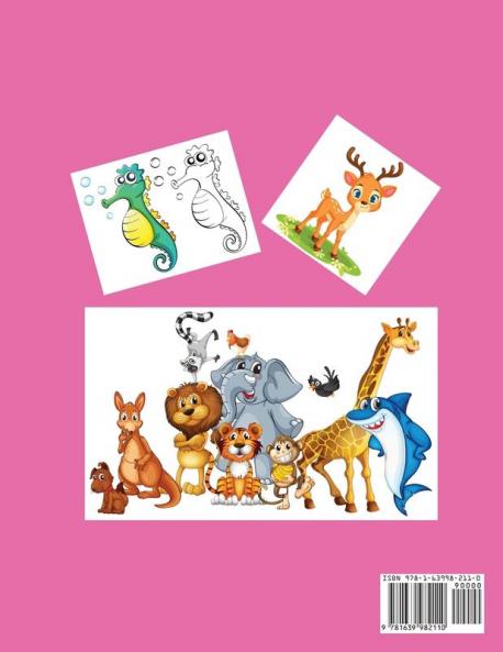 Lustige Tiere: Färbung Aktivität Buch für Kinder 4-8 Jahre alt - niedliche Tier Malbuch für Kleinkinder Jungen und Mädchen - Big Book Malbücher mit Tieren