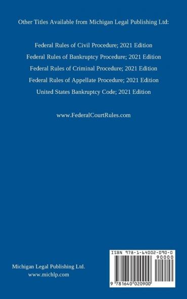 Federal Rules of Evidence; 2021 Edition: With Internal Cross-References