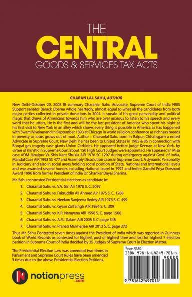 The Central Goods And Services Tax Acts : Amended Upto 10Th Nov 2017 With Constitutional Validity Of Act 2017