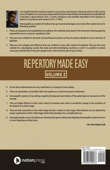 Repertory Made Easy Volume 2 : Homeopathic Repertory
