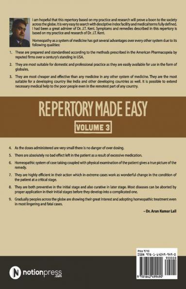 Repertory Made Easy Volume 3 : Homeopathic Repertory