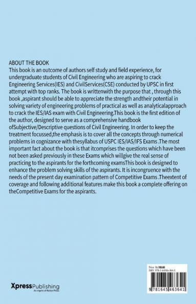 Handbook Of Civil Engineering Questions With Solutions By Ies & Gate Topper For Upsc Ies Aspirants: Crack Ies/Ias Exam In 1St Attempt With Civil Engineering