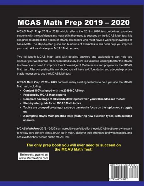 MCAS Math Prep 2019 - 2020: Step-By-Step MCAS Math Study Guide