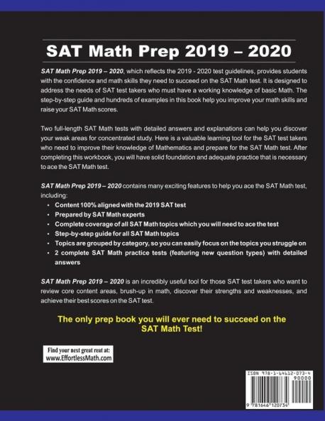 SAT Math Prep 2019 - 2020: Step-By-Step SAT Math Study Guide