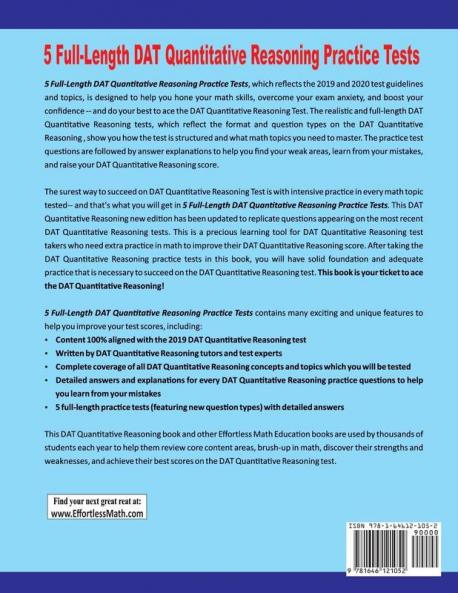5 Full-Length DAT Quantitative Reasoning Practice Tests: The Practice You Need to Ace the DAT Quantitative Reasoning Test