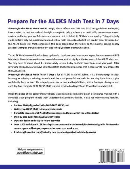 Prepare for the ALEKS Math Test in 7 Days
