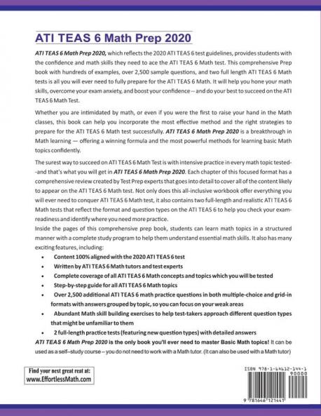 ATI TEAS 6 Math Prep 2020: A Comprehensive Review and Step-By-Step Guide to Preparing for the ATI TEAS 6 Math Test