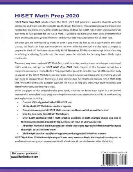 HiSET Math Prep 2020: A Comprehensive Review and Step-By-Step Guide to Preparing for the HiSET Math Test