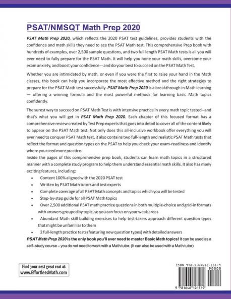 PSAT / NMSQT Math Prep 2020: A Comprehensive Review and Step-By-Step Guide to Preparing for the PSAT Math Test