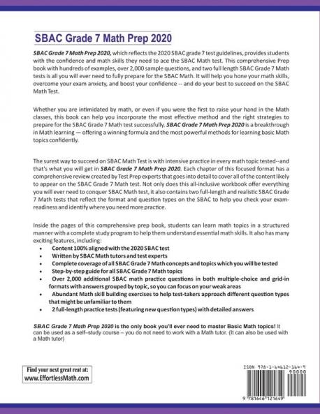 SBAC Grade 7 Math Prep 2020