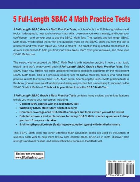 5 Full-Length SBAC Grade 4 Math Practice Tests: The Practice You Need to Ace the SBAC Math Test