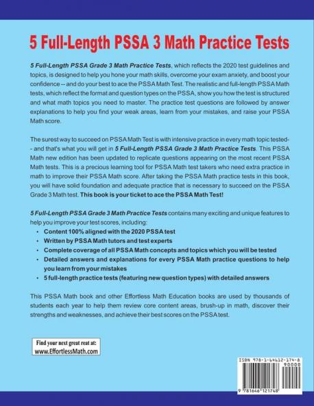 5 Full-Length PSSA Grade 3 Math Practice Tests: The Practice You Need to Ace the PSSA Math Test