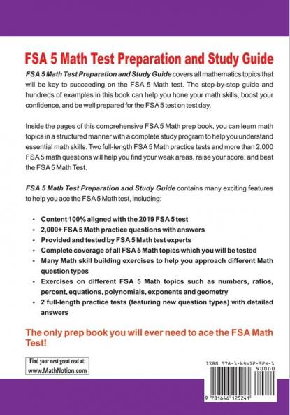 FSA 5 Math Test Preparation and Study Guide: The Most Comprehensive Prep Book with Two Full-Length FSA Math Tests