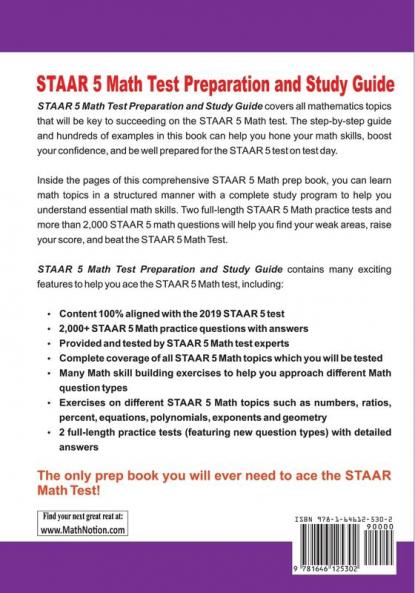STAAR 5 Math Test Preparation and Study Guide: The Most Comprehensive Prep Book with Two Full-Length STAAR Math Tests