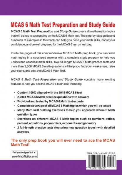 MCAS 6 Math Test Preparation and Study Guide: The Most Comprehensive Prep Book with Two Full-Length MCAS Math Tests
