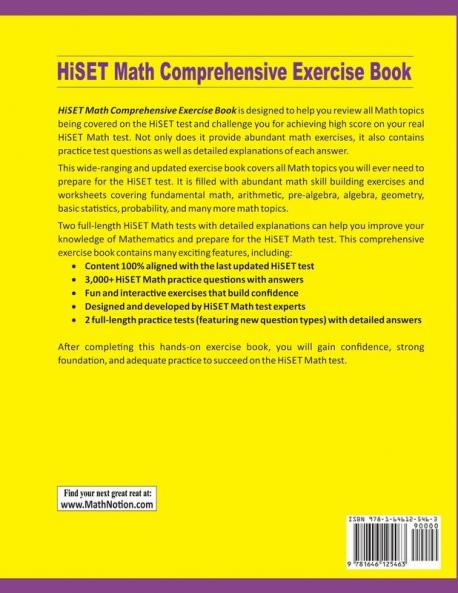 HiSET Math Comprehensive Exercise Book: Abundant Math Skill Building Exercises