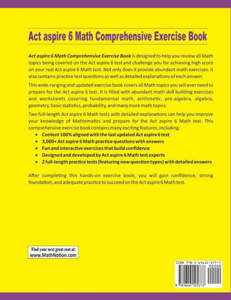 ACT Aspire 6 Math Comprehensive Exercise Book: Abundant Math Skill Building Exercises