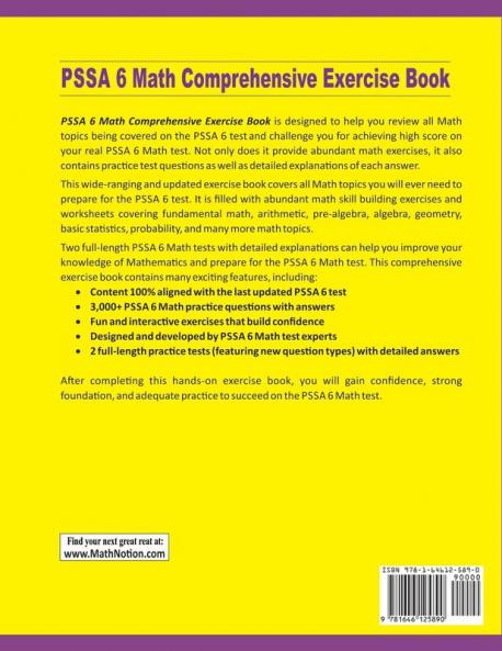 PSSA 6 Math Comprehensive Exercise Book: Abundant Math Skill Building Exercises