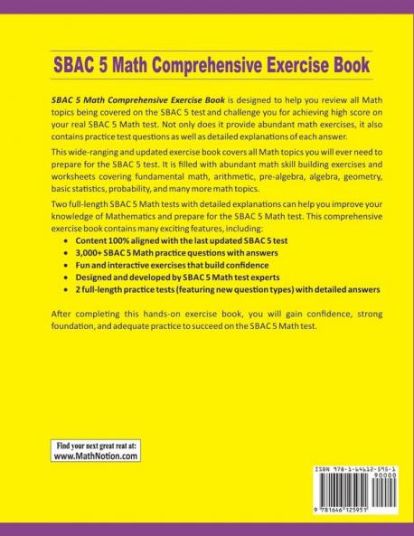 SBAC 5 Math Comprehensive Exercise Book: Abundant Math Skill Building Exercises
