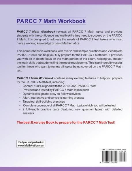 PARCC Math Workbook: 7th Grade Math Exercises Activities and Two Full-Length PARCC Math Practice Tests