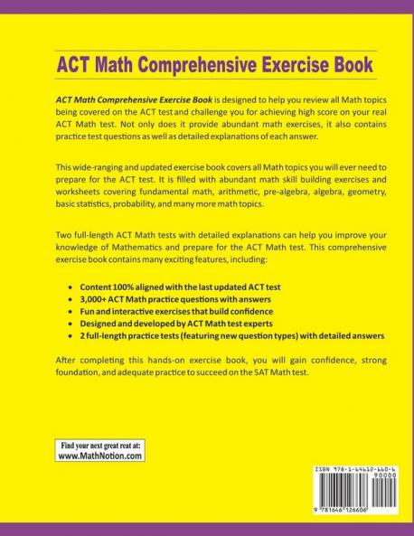 ACT Math Comprehensive Exercise Book: Abundant Math Skill Building Exercises