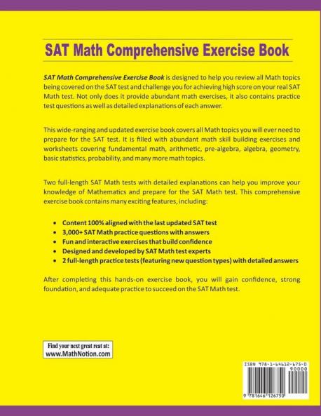 SAT Math Comprehensive Exercise Book: Abundant Math Skill Building Exercises