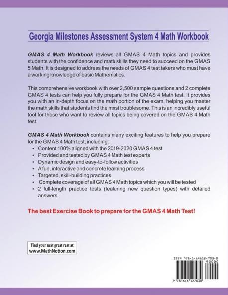 Georgia Milestones Assessment System Math Workbook: 4th Grade Math Exercises Activities and Two Full-Length GMAS Math Practice Tests