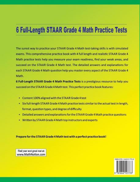6 Full-Length STAAR Grade 4 Math Practice Tests