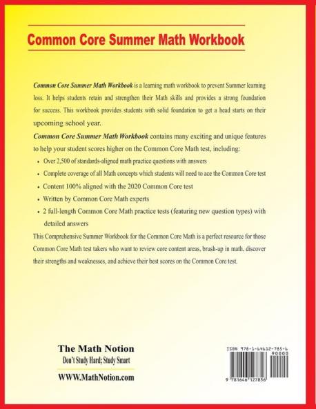 Common Core Grade 8 Summer Math Workbook