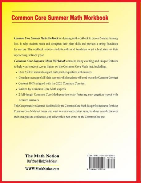 Common Core Grade 6 Summer Math Workbook: Essential Summer Learning Math Skills plus Two Complete Common Core Math Practice Tests