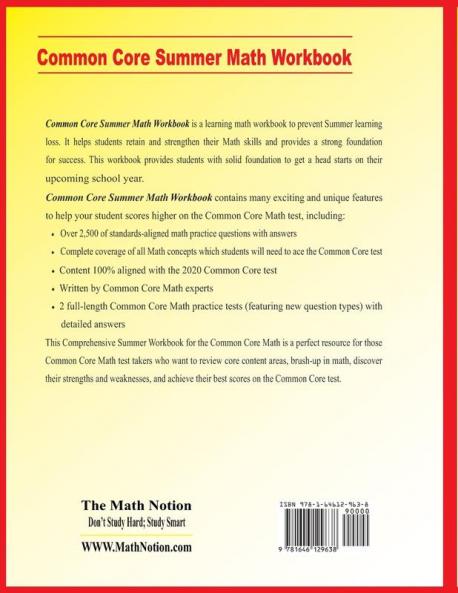 Common Core Grade 4 Summer Math Workbook: Essential Summer Learning Math Skills plus Two Complete Common Core Math Practice Tests