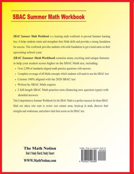 SBAC Grade 4 Summer Math Workbook: Essential Summer Learning Math Skills plus Two Complete SBAC Math Practice Tests