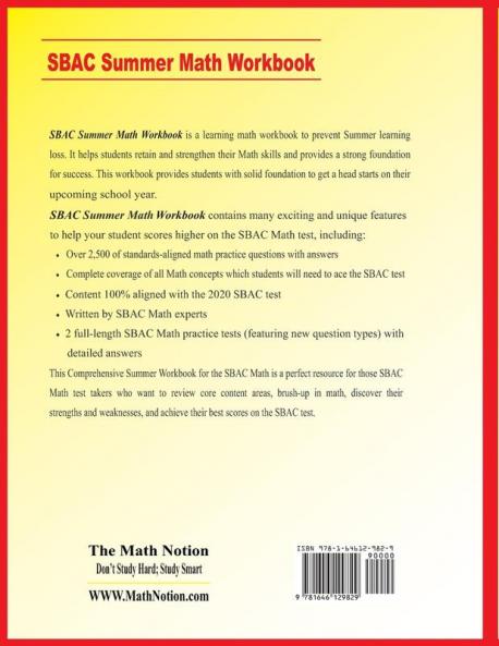 SBAC Grade 3 Summer Math Workbook: Essential Summer Learning Math Skills plus Two Complete SBAC Math Practice Tests