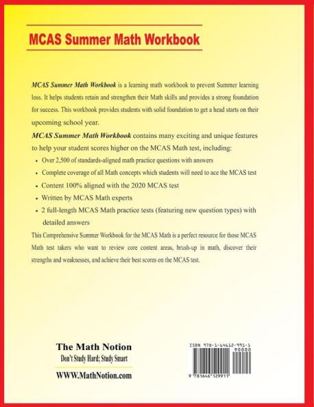 MCAS Grade 5 Summer Math Workbook: Essential Summer Learning Math Skills plus Two Complete MCAS Math Practice Tests