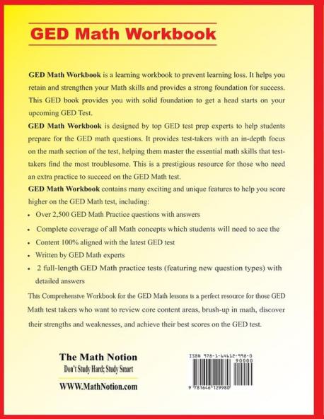 GED Math Workbook: Essential Learning Math Skills Plus Two Complete GED Math Practice Tests