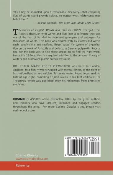 Thesaurus of English Words and Phrases: Classified and Arranged so as to Facilitate the Expression of Ideas and Assist in Literary Composition
