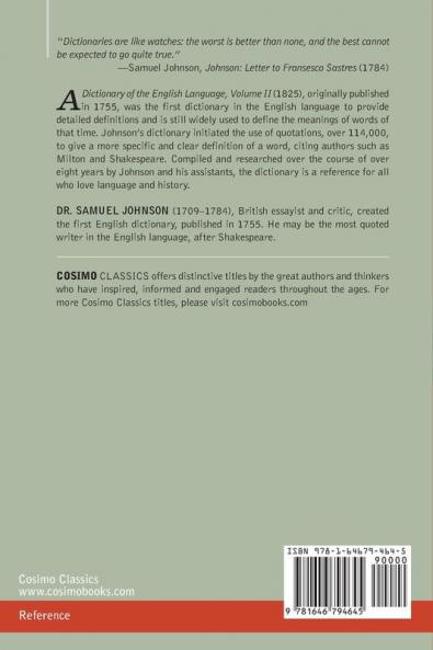 A Dictionary of the English Language Volume II (in two volumes)