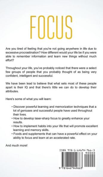 Focus: Powerful Fast Ways to Avoid Procrastination and Improve Your Focus Concentration and Memory