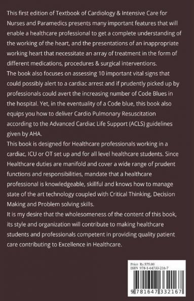Textbook Of Cardiology Andamp; Intensive Care : For Nurses And Paramedics