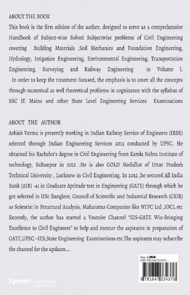 Civil Engineeering Practice Book For SSC JE Mains and State Engineering Services Exams Solved Conventional Problems (Subjectwise)-Vol 1