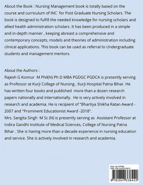 Text Book of Nursing Management Volume 1