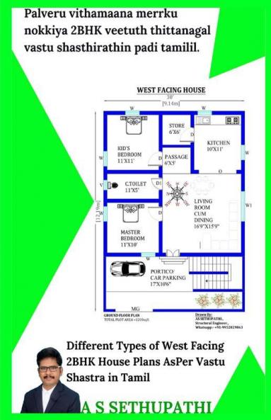 Palveru Vithamaana Merrku Nokkiya 2Bhk Veetuth Thittanagal Vastu Shasthirathin Padi Tamilil. / பல்வேறு விதமான மேற்கு நோக்கிய 2Bhk வீட்டுத் திட்டங்கள் வாஸ்து சாஸ்திரத்தின் படி தமிழில்.: Different ...