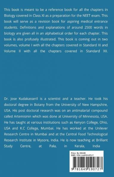 Neet Biology Handbook: Volume I (Class Xi Chapters)