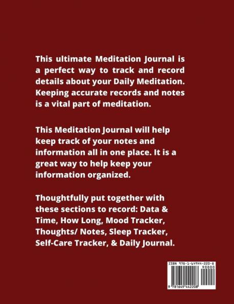 Meditation Journal: Daily Mindfulness Planner Life Meditations Practice Record Book Writing Prompt Log Gift Every Day Tracker Notebook