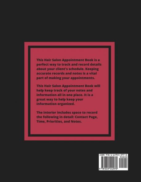 Hair Salon Appointment Book