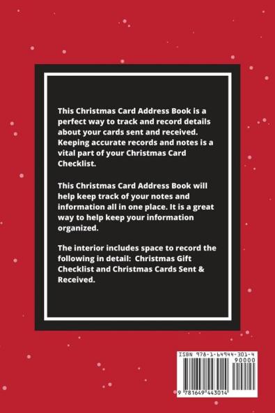 Christmas Card Address Book: Holiday Cards Sent And Received Keep Track & Record Addresses Gift List Tracker Organizer